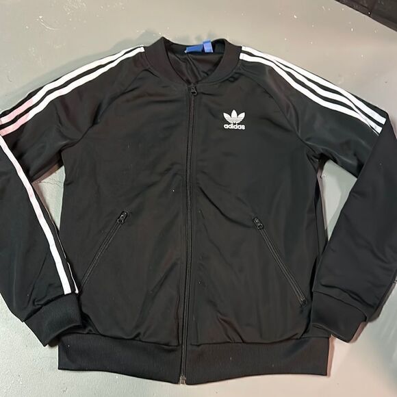 Size Small Adidas classic Black + White Full Zip Jacket - Picture 1 of 3